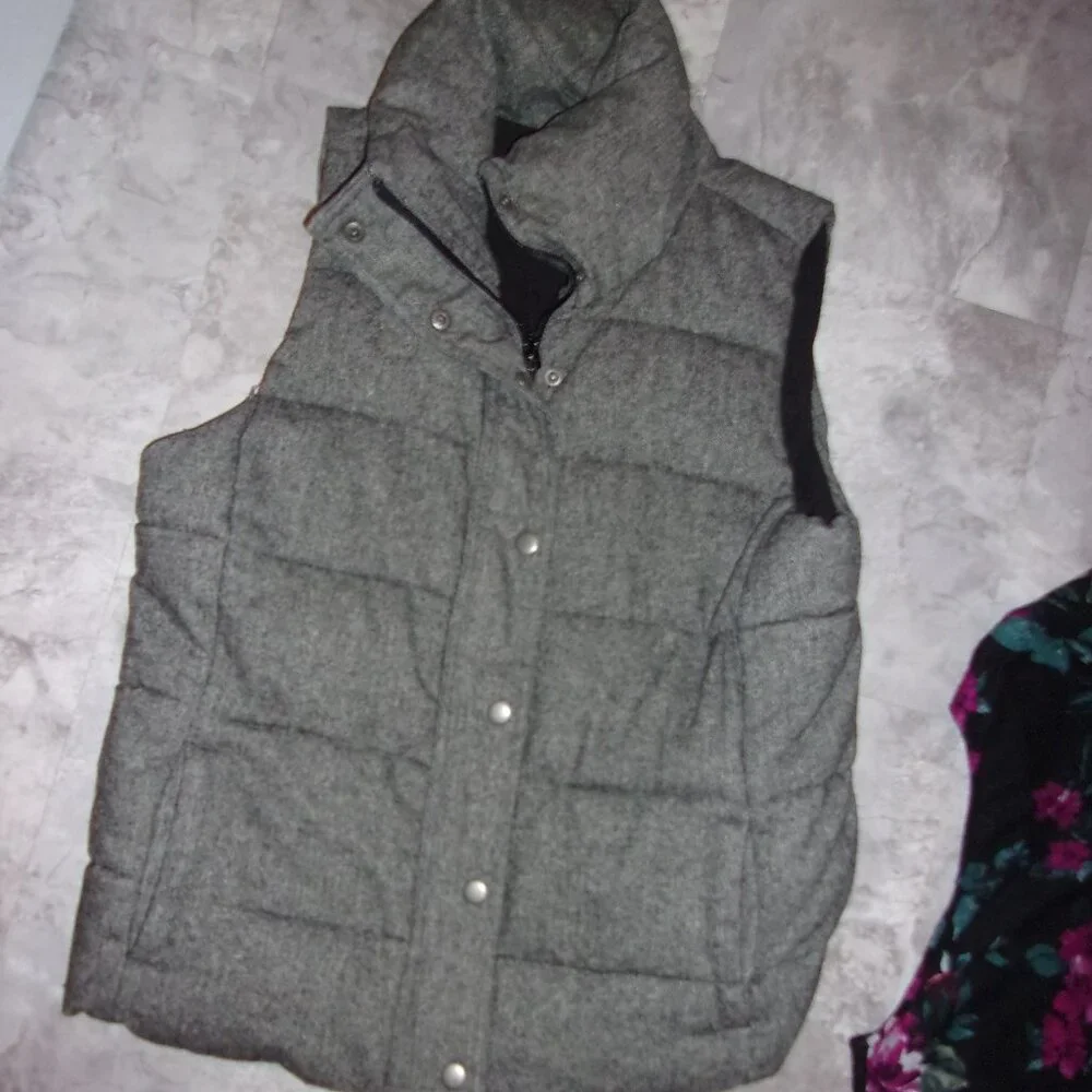 thick puffer size large womens coat vest outdoor wear gray - Picture 2 of 5